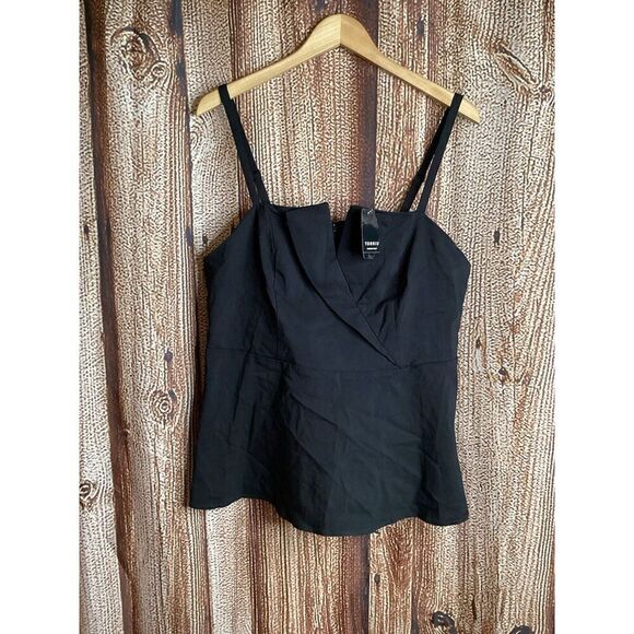 NWT Torrid Surplice Peplum Top Black Plus Size 0 - Picture 1 of 4
